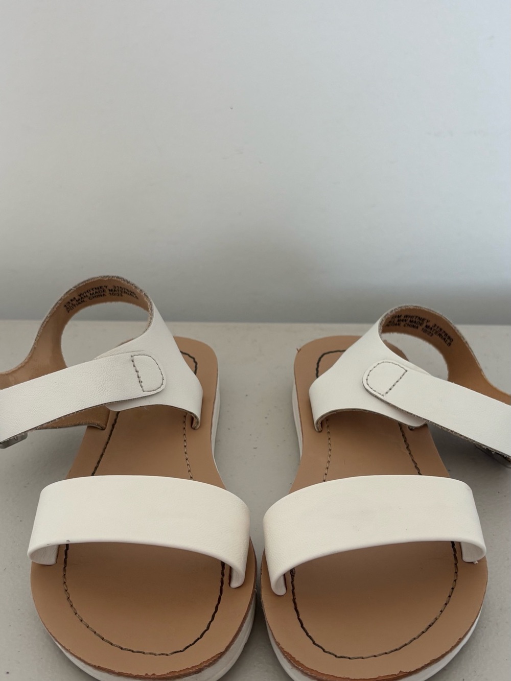Crown Vintage White Leather Kids' Double Strap Sandals